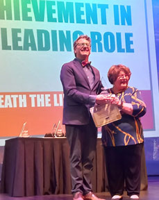 Kris Lee accepts Outstanding Achievement in a Leading Role for Underneath the Lintel, AACTFest 2023